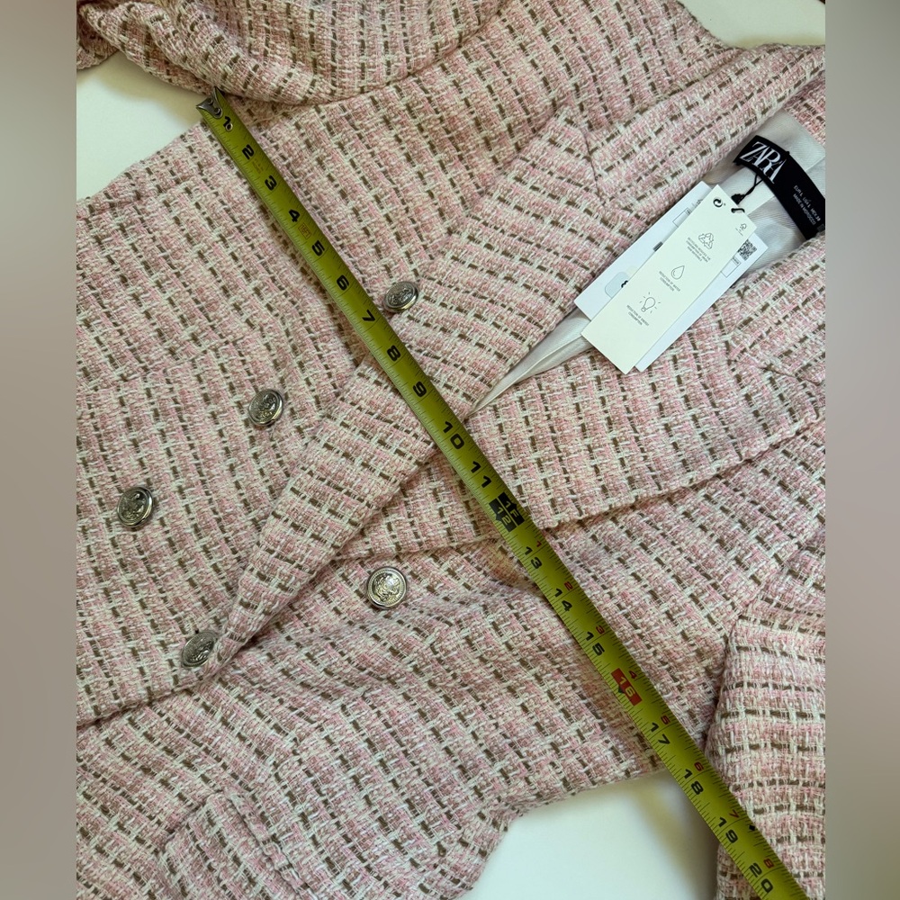 Zara Blush Pink Tweed Blazer Sz L (NWT) - $39 - Picture 10 of 11